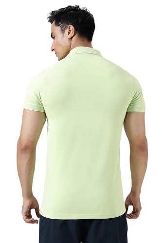 Image of FUAARK Men Slim Fit Pique Aura Polo Tshirt with Short Sleeves & Reflective Chest Logo -