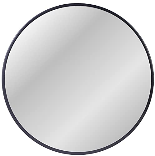 ZENMAG Round Wall Mirror,24-inch Large Circle Mirror,Black Metal Framed Wall-Mounted Bathroom Mirror,Decorative Round Mirror for Bathroom Decor,Vanity Bedroom, Living Room, Entryway