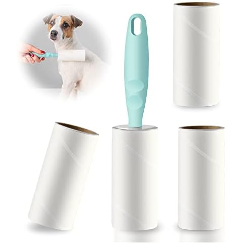 Lint Roller Refills Set, 240 Sheets Pet Hair Remover Lint Rollers (1 Handle with 4 Refills) Lint Remover Dog Cat Hair Remover for Clothes Furniture Car Pet Hair Fuzz Cover