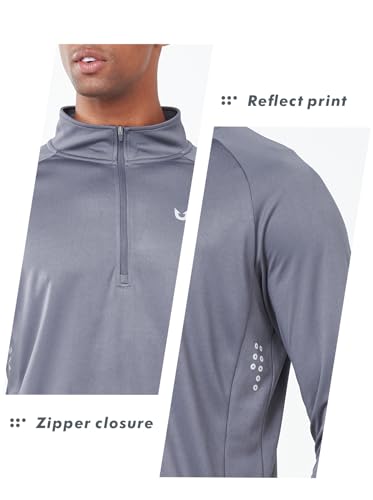 Image of NORTHYARD Men's Quarter Zip Pullover Athletic Running Shirt Long Sleeve | 1 /4 Zip Top, Quick Dry Lightweight, Moisture Wicking Breathable, Reflective Strips, Performance Workout Gym, Hiking Sports