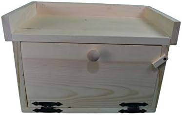Unfinished Pine Countertop Bread Box with Top Shelf