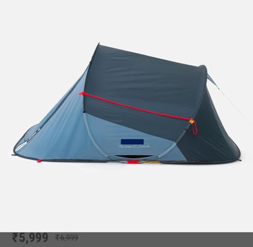 Image of BISONBERG Polyester Camping Tent 2 Person Ultralight Easy Set Up and Carry Family Backpacking for Camping, Hiking, Outdoor Festivals, Car Trip, Blue,Red