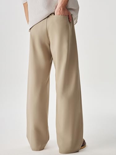 Image of JMIERR Mens Baggy Casual Dress Pants Lightweight Pleated Old Money Wide Leg Pants Loose Relaxed Fit Trousers
