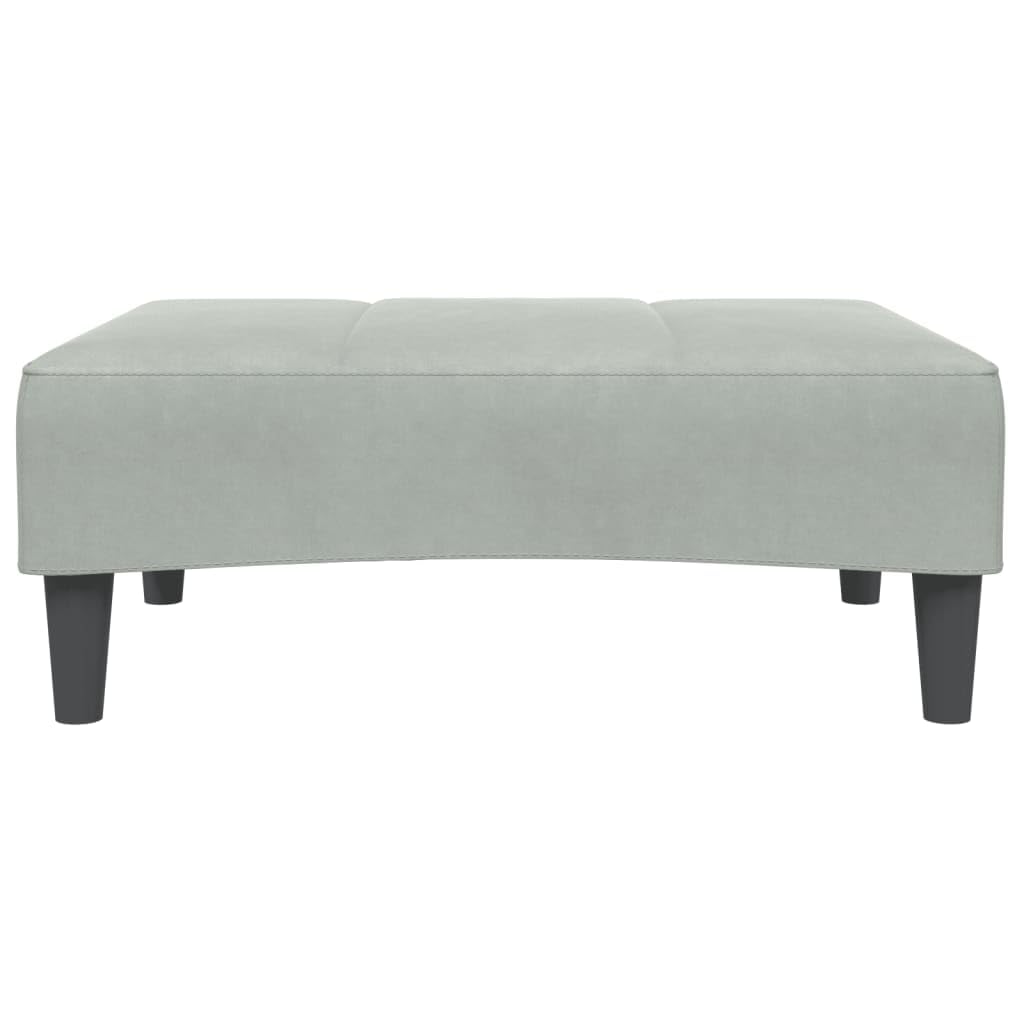 Sofa do spania 2-osobowa z podnóżkiem, jasnoszary aksamit, funkcja przekształcania, wytrzymała drewniana rama, do salonu i pokoju gościnnego, łącznie z poduszkami