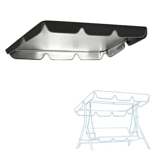 TAJMDGW Garden Swing Canopy Universal Porch Glider Swing Replacement Top Cover 46"x47" 65"x45" 75"x52" 77"x49" 98"x73" Outdoor Patio Glider Top Shade Fabric(Black,142x120 CM (56x47Inch))