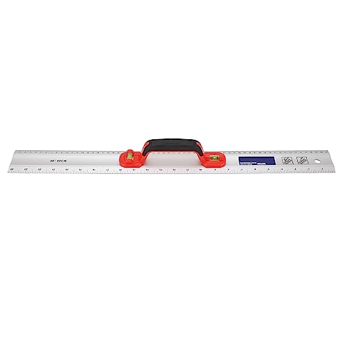 Aluminum Straight Edge Ruler with Handle, Bubble Metal Centimeter Inch for Cutting Multifunctional Measuring Layout Tools Ideal Ruler for Cutting
