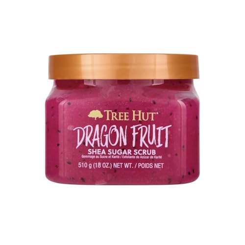 Tree Hut Dragon Fruit Shea Sugar Scrub, Exfoliating, Hydrating & Moisturizing Body Scrub with Shea Butter & Nourishing Essential Oils, Smooth & Soften Skin, 18 oz