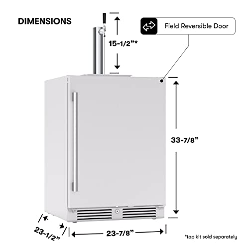 Zephyr Presrv™ 24" Stainless Steel Outdoor Kegerator & Beverage Cooler -Freestanding Fridge and Keg Beer Cooler - Compatible with Multiple Keg Configurations (Tap Kits sold separately) on Fridge.com