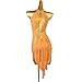 ZHQNZJF Latin Performance Costumes for Women Tassel Tango Cha Cha Dancewear Sleeveless Ballroom Competition Costume,B,L