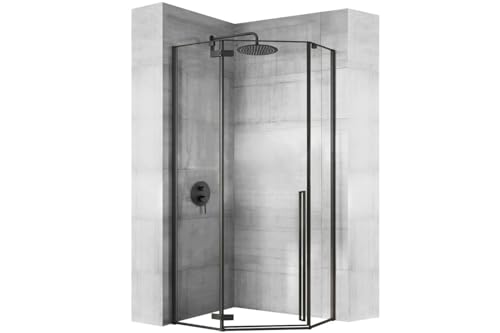 REA CABINA DE DUCHA DIAMOND 90 X 90 X 195 CM CABINA DE DUCHA CUADRADA CON PLATO DE DUCHA SAVOY WHITE (NEGRO)