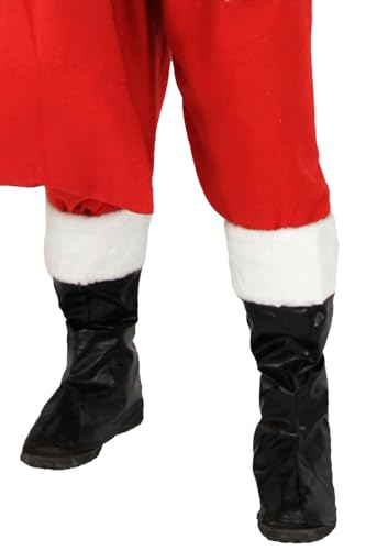 Foxxeo 9-teiliges Weihnachtsmann Nikolauskostüm Kostüm für Herren Mit - Mütze, Bart, Gürtel und Handschuhe, Gr.-L, Rot-Weiß