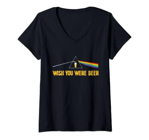 Damen Lustiger Bierliebhaber Wish You Were Beer T-Shirt mit V-Ausschnitt