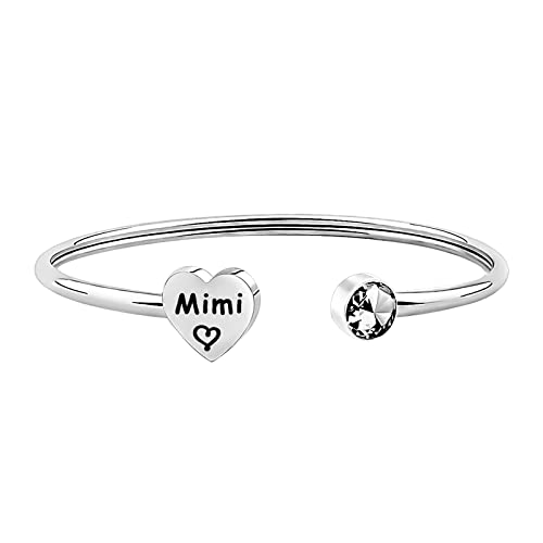 LQRI Mimi Bracelet Mimi Love Heart Charm Bangle Grandma Gift Grandmother Gift for Family Mimi Grandma Jewelry Birthday Gift2