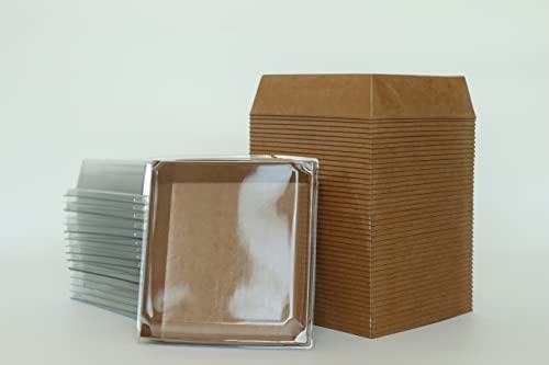 Cupcake Boxes 50 Count Food Containers With Anti-Fog Lids Square Bakery Waxed Box To Go Lunch Container For Gift Giving Pastry Boxes With Window Cookie Cake Sandwich Clear Containers Strawberry Macaron Boxes Take Out Containers Disposable Sturdy Treat Box Paper Charcuterie Boxes With Clear Secure Lids, Square Disposable Food Containers Bakery Boxes #TOP4