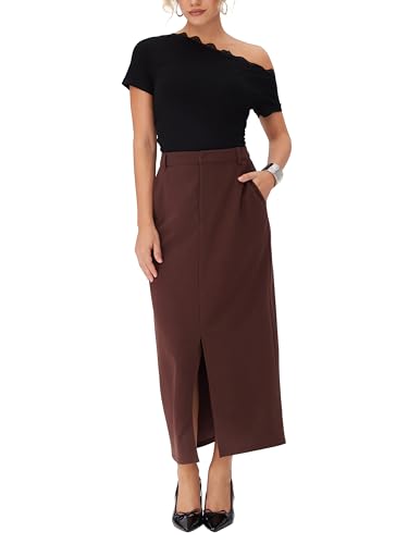 CIDER Women Midi Skirt Elegant High Waist Slit Date Night Pencil Skirt2