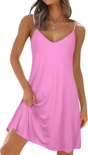 Image of elescat Womens Summer Dresses Spaghetti Strap V Neck Casual Sleeveless Sundress Beach Cover Ups with Pockets 2026