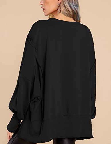 Image of BWQ Womens Oversized Sweatshirt Crewneck Long Sleeve Shirts Pullover Sweatshirts S-2XL