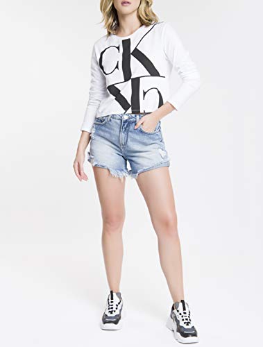 Camiseta Cropped Mirror, Calvin Klein, Feminino, Branco, G