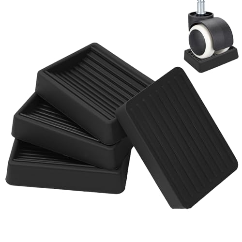 Furniture Wheels Caster Cups Non-Slip Rubber Bed Frame Stopper Floor Protector for Any Furniture with Wheels - 4 Pack (Black)