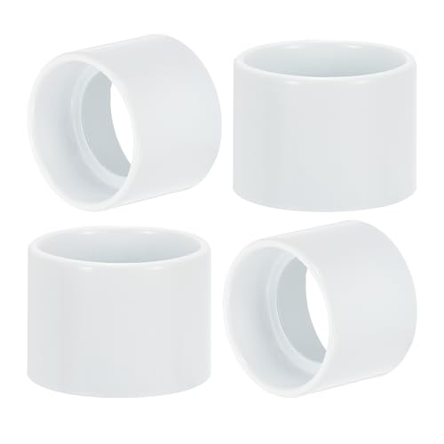 PATIKIL Light Socket Shade Ring, 4pcs E26 E27 Medium Base Metal Sockets Lock Ceramic/Porcelain Sockets with Thread Diameter 1-1/2 Inches for Hanging Lamp Holder, White 40mm / 1.57