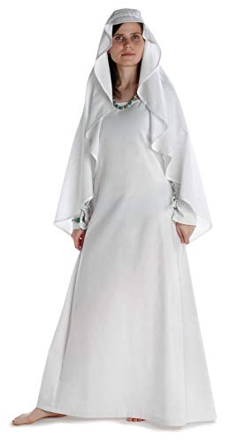 Velo medieval algodón blanco ajustable para disfraz histórico unisex 2