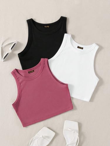 Image of Tops for Women Crop Top for Women's Tank Activewear Tee Sports Western Casual Cotton Camisole Pack of 3 Combo