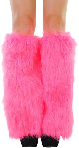 Image of ToBeInStyle Women's Faux Vibrant Fur Retro Daring 60' Inspired Ravewear Knee High Leg Warmers