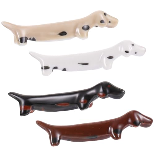 Alipis 4Pcs Cartoon Dog Ceramic Chopstick Rest Cute Kitchen Tableware Holder Portable Easy to Clean for Home Use Present Giving