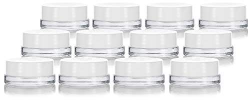 Amazon Com Clear Glass 7 Ml Thick Wall Airtight Small Balm Sample Wax Concentrate Jars With White Foam Lined Smooth Lids 12 Pack Beauty