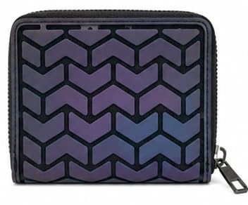 Geometric Zip-Around Wallet Black Purple Chevron Pattern-image-19