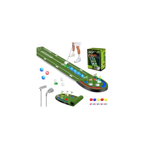 VATOS Golf Putting Mat Indoor for Kids, Light up Golf Putting Green Set