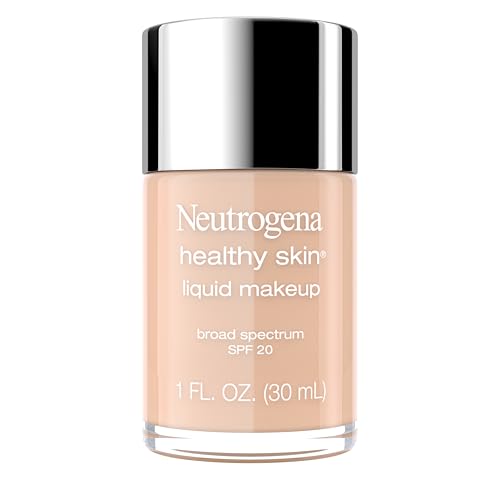 Cuidado Facial, Beauty Neutrogena Base de maquillaje líquido para piel saludable, amplio espectro SPF 20 protector solar, base ligera y sin imperfecciones, con vitamina E...