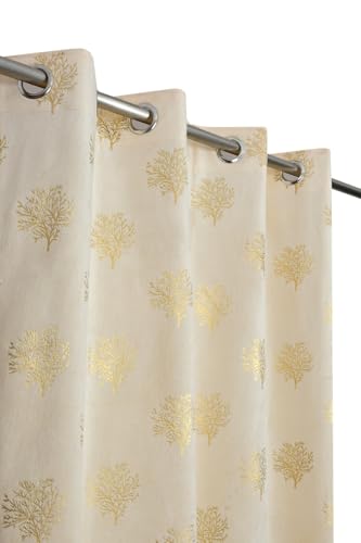 Image of Premium Velvet Window Curtains /Drapes for Drawing Room /Bedroom /Living Room Door - 4x7 feet - Set of 3 Pcs of Panels, Cream & Maroon