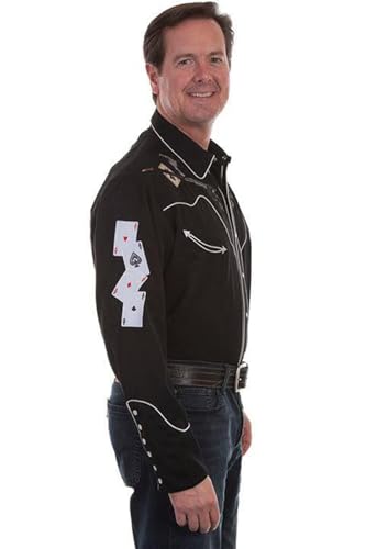 Scully Black Embroidered Men's Long Sleeve Snap from Western Shirt P-8523