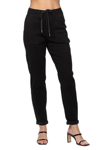 Judy Blue High Waist Jet Black Double Roll Cuff Jogger Jeans, 88700