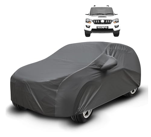 Image of Auto Hub Waterproof Car Cover Compatible with Mahindra Scorpio (Model-2022- Till Date) with Mirror Pockets, Soft Cotton Lining, Scorpio Car Cover Waterproof, Grey