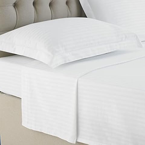 Luxury 100% Egyptian Cotton Satin Stripe Top Flat Sheet Hotel Quality 250 Thread Count Bed Sheet (Double) Cover