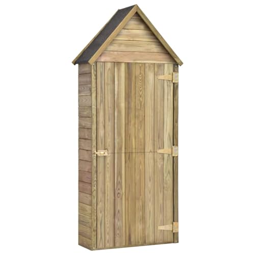 vidaXL Legno Pino Impregnato Capanno Attrezzi Giardino con Porta Robusto Pratico Casetta Strumenti Ripostiglio Deposito 69,5x32x178 cm Colore Naturale