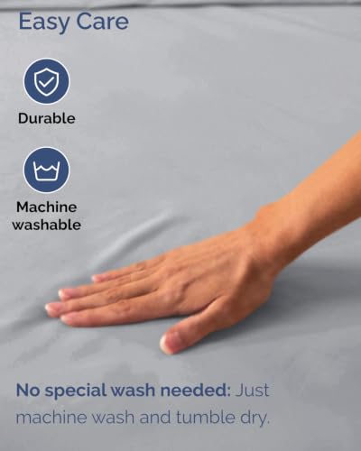 Image of Extra Deep Flex Top Split Head King Fitted Sheet - Hotel Luxury Single Fitted Sheet Only - Easily Fits 18 inch to 24 inch Mattress - Ultra Soft, Wrinkle Free w /Extra Deep Pockets - Steel Blue