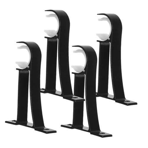 Ciieeo 4 Sets Curtain Rod Bracket Aluminum Alloy Curtain Rod Holders Single Decorative Hooks Hanger Fit for Drapes with Screw and Expansion Tubes