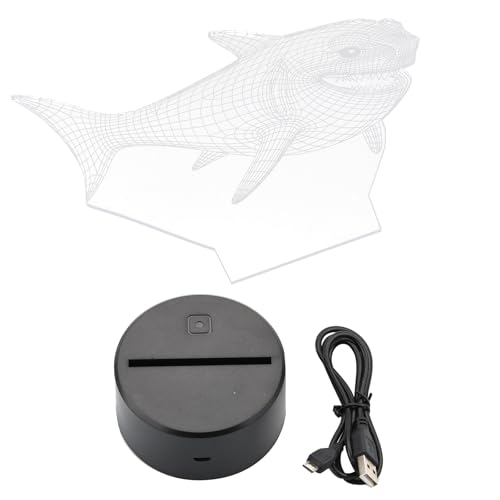 Lámpara de mesa 3D ilusión óptica tiburón 7 colores miniatura 1