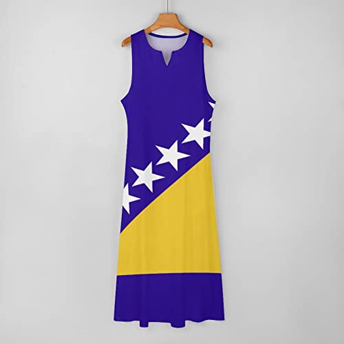 Image of TAIZIYEAH Long Dress Elegant Casual Long Dress Bosnia and Herzegovina Flag Girls Summer Sunshine Beach Skirts for Womens L