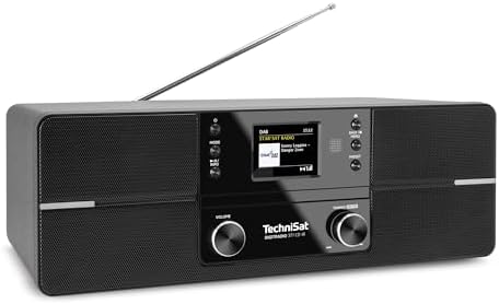 TechniSat DIGITRADIO 371 CD IR - Stereo Internetradio (DAB+, UKW, CD-Player, WLAN, Bluetooth, Farbdisplay, USB, AUX, Kopfhöreranschluss, Wecker, 10 Watt, Fernbedienung), Schwarz/Silber