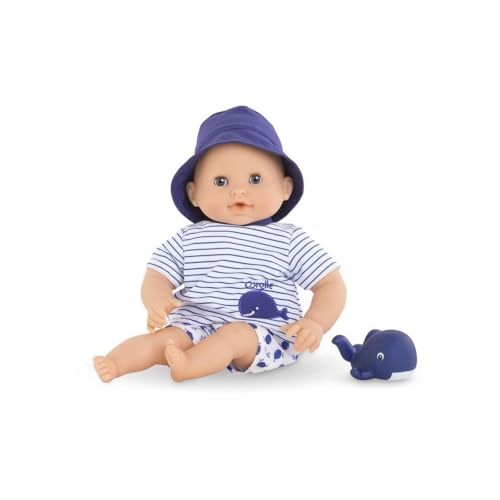 Muñeca Corolle Bebe Bath Marin de 12 pulgadas con juguete de ballena miniatura 3