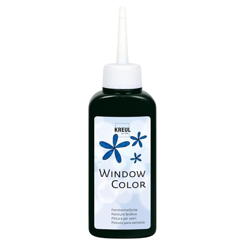 KREUL 42723 - Window Color schwarz 80 ml Fenstermalfarbe auf Wasserbasis mit strukturierter Oberfläche für Glas Spiegel Fliesen und andere glatte Flächen