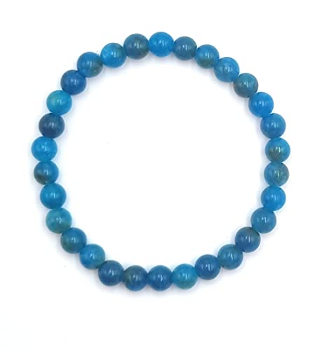 Ma Bijouterie Naturelle Bracelet J'arrête de grossir Apatite en Pierres Naturelles Qualité AAA | Taille personnalisée de 12 à 22 cm au choix | Perles rondes 6 mm | Création Artisanale Française