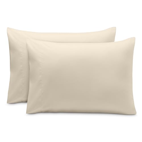 Image of Bare Home Microfiber Pillow Cases - Toddler Size Set of 2 Cooling Pillowcases Double Brushed Sand Pack Easy Care (Toddler Pillowcase 2, Sand)