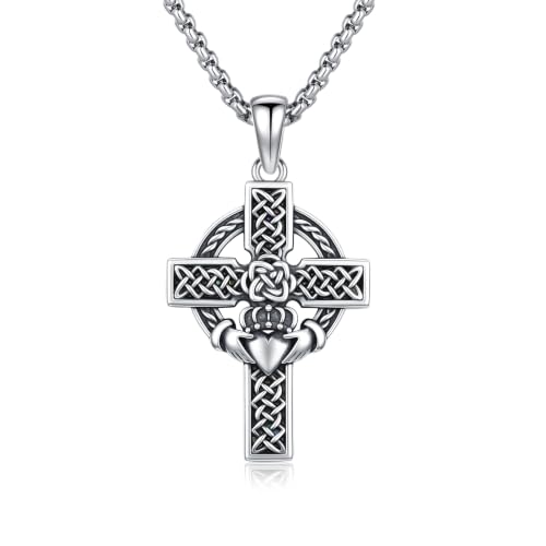 Croix celtique en argent sterling 925, un bijou irlandais d'exception pour homme et femme