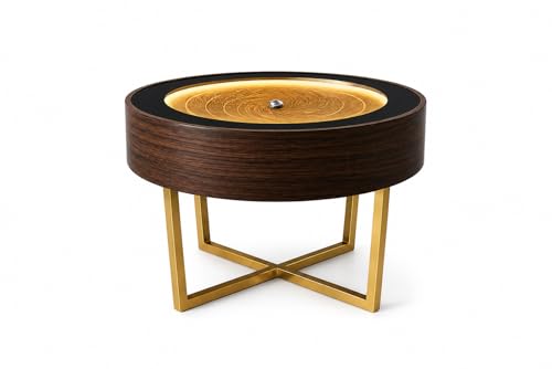 Image of ArtScape Coffee Table Smart Furniture Luxury | Living Room, Bedroom, Office| Walnut Finish | Engineered Wood with Metal Frame and Silica Sand | 67 cm Diameter