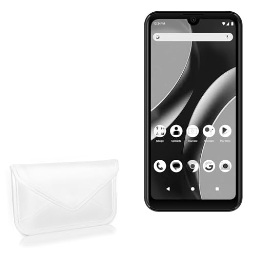 BoxWave Case Compatible with BLU G3 G0890UU (6.26 in) - Elite Leather Messenger Pouch, Synthetic Leather Cover Case Envelope Design - Ivory White